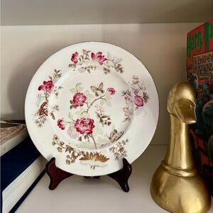 Wedgwood Floral Plate with Pink and Brown Design